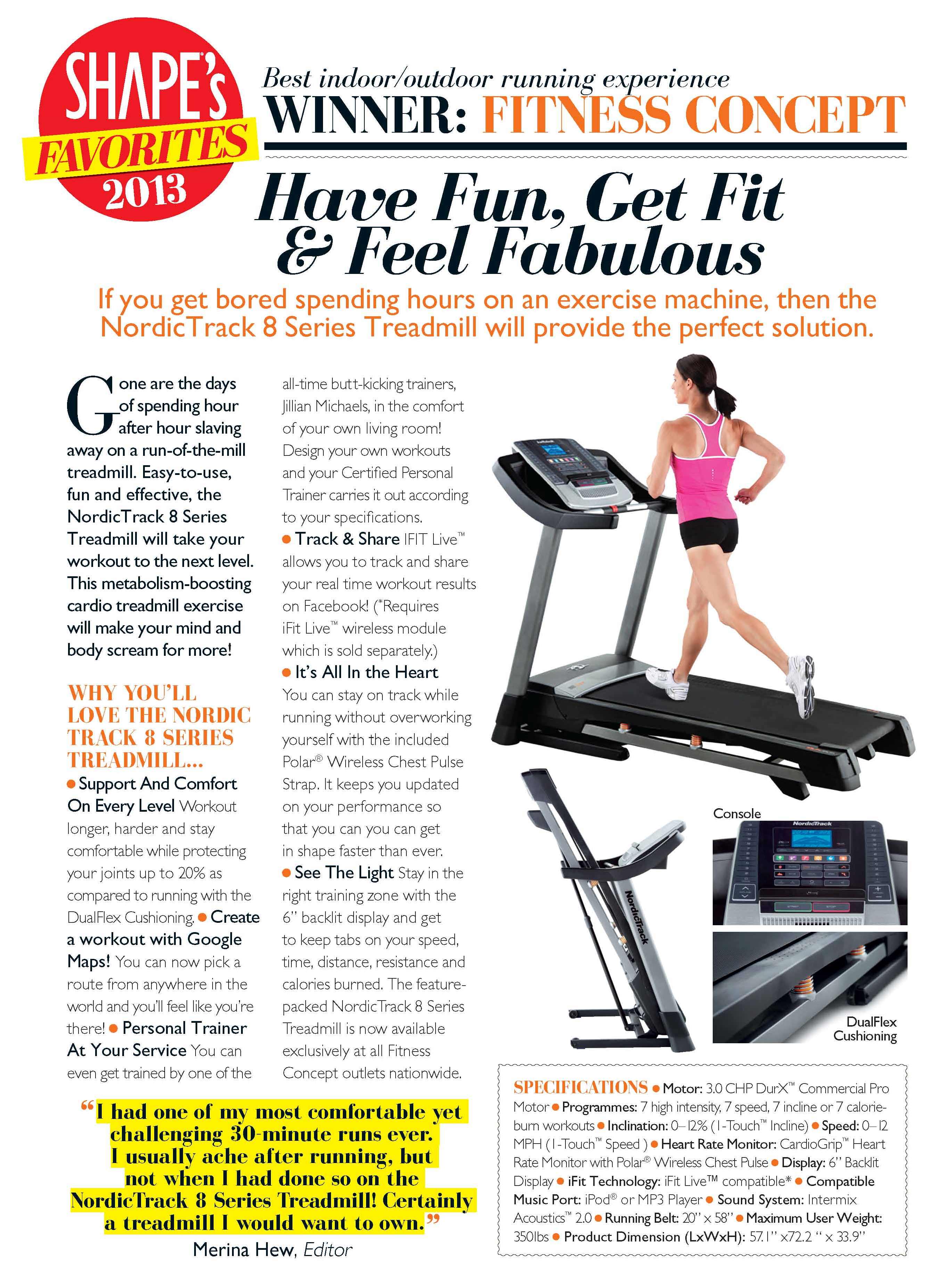 NordicTrack 8 Series voted as Shape’s Favorite 2013